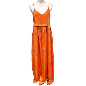 FRNCH Orange Paisley Spaghetti Strap Empire Waist‎ Dress